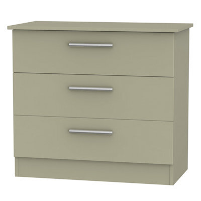 Trent 3 Drawer Chest Of Drawers In Mushroom & Mushroom Matt (Ready Assembled) - image 1