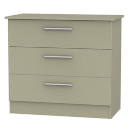 Trent 3 Drawer Chest Of Drawers In Mushroom & Mushroom Matt (Ready Assembled) - thumbnail 1