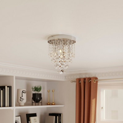 GoodHome Deltana Round Glass & Metal Transparent Chrome Effect 4 Lamp Ceiling Light - image 1