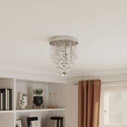 GoodHome Deltana Round Glass & Metal Transparent Chrome Effect 4 Lamp Ceiling Light - thumbnail 5