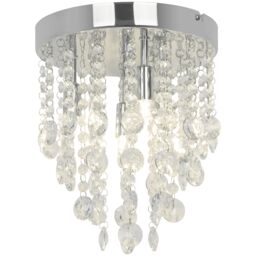 GoodHome Deltana Round Glass & Metal Transparent Chrome Effect 4 Lamp Ceiling Light - thumbnail 3