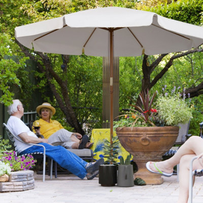 Outsunny Garden Parasol Patio Umbrella With Ruffles Cream White - image 1