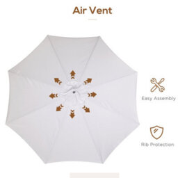 Outsunny Garden Parasol Patio Umbrella With Ruffles Cream White - thumbnail 6