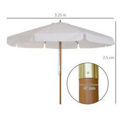 Outsunny Garden Parasol Patio Umbrella With Ruffles Cream White - thumbnail 3