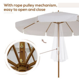 Outsunny Garden Parasol Patio Umbrella With Ruffles Cream White - thumbnail 5