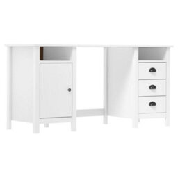 Berkfield Rustic Desk Hill Range White 150X50X74 Cm Solid Pine Wood - thumbnail 2