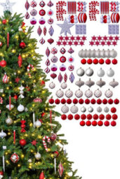 Christmas Tree World The 196Pc Red & Silver Full Heavy Coverage Bauble Set (7Ft/210Cm Trees) - thumbnail 3