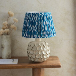 Luminosa Lighting Luminosa Borello Ivory Crackle Glaze Table Lamp With Marlin Blue Fabric Ikat Shade 35Cm B22 - thumbnail 3
