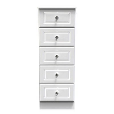 Windsor 5 Drawer Tallboy In White Gloss (Ready Assembled) - image 1