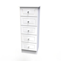 Windsor 5 Drawer Tallboy In White Gloss (Ready Assembled) - thumbnail 6