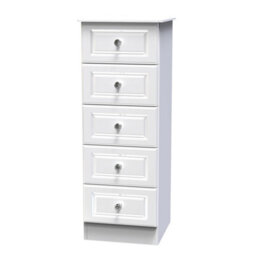 Windsor 5 Drawer Tallboy In White Gloss (Ready Assembled) - thumbnail 5