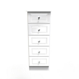 Windsor 5 Drawer Tallboy In White Gloss (Ready Assembled) - thumbnail 2