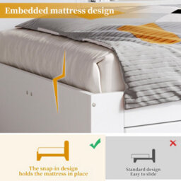 Matteo White 3Ft Single Storage Daybed With Drawers & Adjustable Shelves - Multifunctional Sofa Bed Frame - thumbnail 4