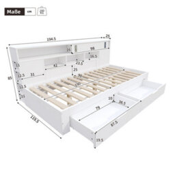 Matteo White 3Ft Single Storage Daybed With Drawers & Adjustable Shelves - Multifunctional Sofa Bed Frame - thumbnail 7