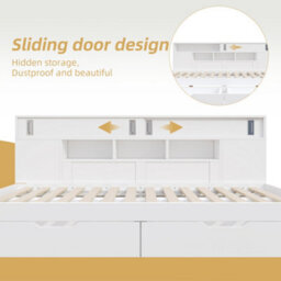 Matteo White 3Ft Single Storage Daybed With Drawers & Adjustable Shelves - Multifunctional Sofa Bed Frame - thumbnail 6