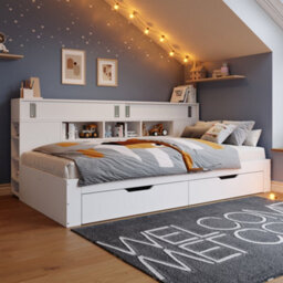 Matteo White 3Ft Single Storage Daybed With Drawers & Adjustable Shelves - Multifunctional Sofa Bed Frame - thumbnail 2