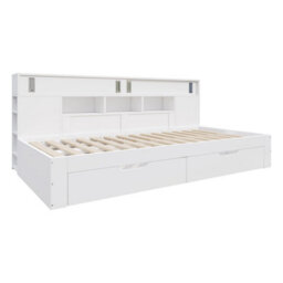 Matteo White 3Ft Single Storage Daybed With Drawers & Adjustable Shelves - Multifunctional Sofa Bed Frame - thumbnail 8