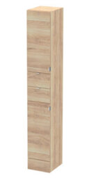 Hudson Reed Fusion Floor Standing Tall 2 Door 1 Drawer Cabinet, Soft Close, Mfc Bleached Oak, 300X355X1940mm