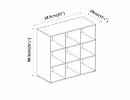 Urbn-Living White 9-Cube Shelving Unit With Gloss Doors And Metal Handles - thumbnail 4