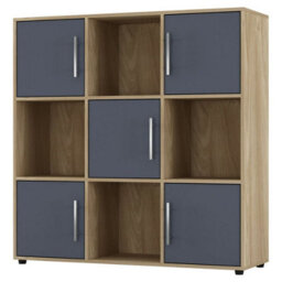 Urbn-Living White 9-Cube Shelving Unit With Gloss Doors And Metal Handles - thumbnail 1