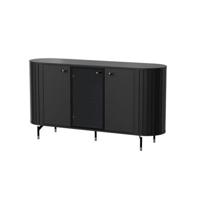 Arte Sophisticated Zante 3 Black Display Sideboard Cabinet 1500mm X 810mm X 400mm - Modern Storage Solution - image 1