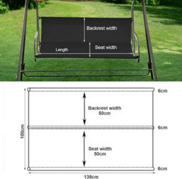 Unit Cm Grey Waterproof Canvas Swing Seat Cover For Garden Swing, Windproof Protection - thumbnail 2