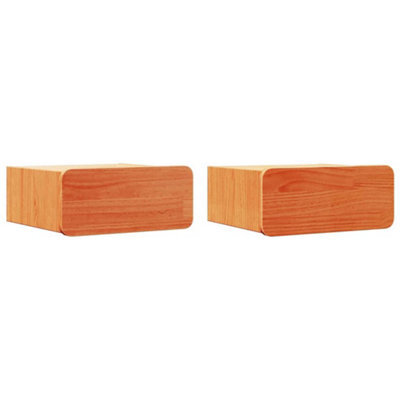 Berkfield Modern Bedside Table 2 Pcs Wax Brown 39 X 34 X 16.5 Cm Solid Pine Wood