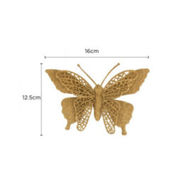 6 Pack Gold Glitter Decorative Clips - Christmas Butterfly & Flower Ornaments - thumbnail 3