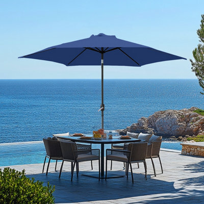 Rinse Bathrooms Outdoor Patio Garden Parasol 2.5M Sun Shade Umbrella Canopy W/crank Tilt Uv Protection Blue - image 1