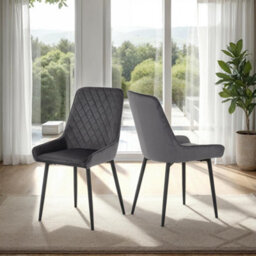 Seconique Marlow Dining Set Black Marble With 4 Grey Avery Velvet Chairs - thumbnail 8
