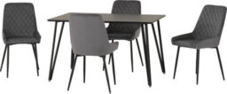 Seconique Marlow Dining Set Black Marble With 4 Grey Avery Velvet Chairs - thumbnail 3