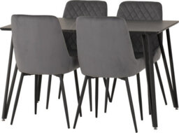 Seconique Marlow Dining Set Black Marble With 4 Grey Avery Velvet Chairs - thumbnail 2