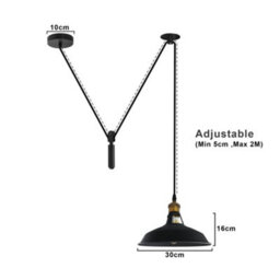 Black Industrial 1 Head Spider Pendant Light Adjustable Cord 30Cm Barn Slotted Shade For Kitchen & Dining - thumbnail 4