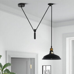 Black Industrial 1 Head Spider Pendant Light Adjustable Cord 30Cm Barn Slotted Shade For Kitchen & Dining - thumbnail 3