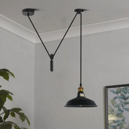 Black Industrial 1 Head Spider Pendant Light Adjustable Cord 30Cm Barn Slotted Shade For Kitchen & Dining - thumbnail 2