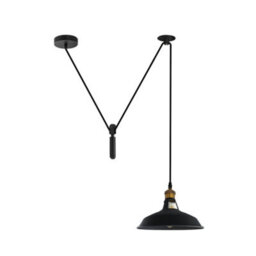Black Industrial 1 Head Spider Pendant Light Adjustable Cord 30Cm Barn Slotted Shade For Kitchen & Dining - thumbnail 1