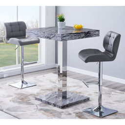 Furniture in Fashion Topaz Melange Marble Effect Bar Table 2 Candid Grey Stools