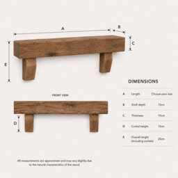Off The Grain Oak Fireplace Shelf With Corbels - Solid Oak Corbel Shelf - L160Cm - thumbnail 6