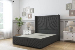 "Comfort Sunrise Graphite Dumfries Divan Bed Set No Drawers - 54"" Wingback & 12"" Footboard 4'6 Double" - thumbnail 3