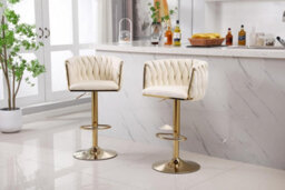 Hygrad Built to Survive Pair Of Velvet Bar Stools Luxury Breakfast Bar Stool Kitchen 360 Degree Swivel - thumbnail 2