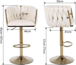 Hygrad Built to Survive Pair Of Velvet Bar Stools Luxury Breakfast Bar Stool Kitchen 360 Degree Swivel - thumbnail 5