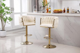 Hygrad Built to Survive Pair Of Velvet Bar Stools Luxury Breakfast Bar Stool Kitchen 360 Degree Swivel - thumbnail 4