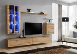 Arte Switch Xii Oak Wotan Entertainment Unit For Tvs Up To 58 Inch - Warm Wood Finish With Illuminated Glass Features