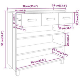 Berkfield Console Table White 90X35X90 Cm Solid Wood Pine - thumbnail 8