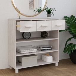 Berkfield Console Table White 90X35X90 Cm Solid Wood Pine - thumbnail 3