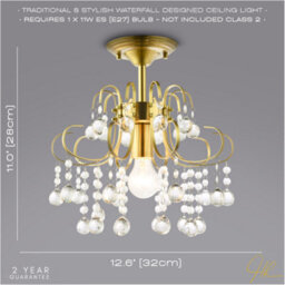 Happy Homewares Waterfall Satin Gold Ceiling Light Fitting With Clear Acrylic Spheres - thumbnail 6