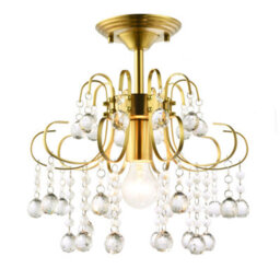 Happy Homewares Waterfall Satin Gold Ceiling Light Fitting With Clear Acrylic Spheres - thumbnail 2