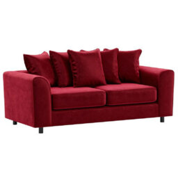 Furnishings For Less UK Brooklyn Plush Velvet Fabric 3 Seater Sofa Foam Red