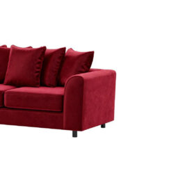 Furnishings For Less UK Brooklyn Plush Velvet Fabric 3 Seater Sofa Foam Red - thumbnail 3