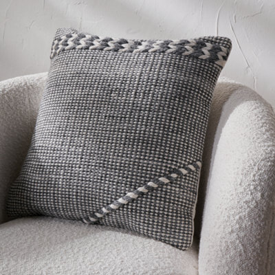 Pacific Lifestyle Indoor And Outdoor Grey And White Plaited Stripe Scatter Cushion - image 1
